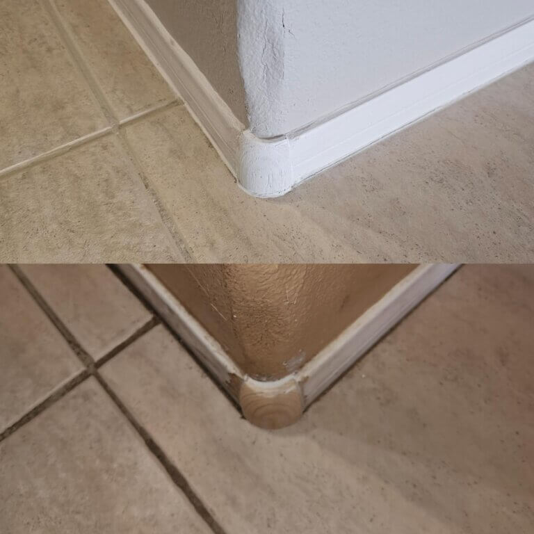 cleaning tile at the corner