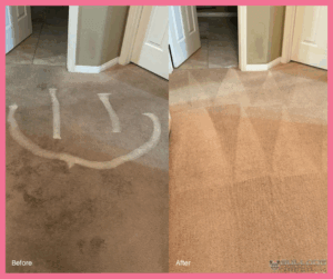 Before and after carpet cleaning results